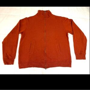 Banana Republic Men’s XL Full Double Zip Cardigan Rust Orange Sweater Jacket